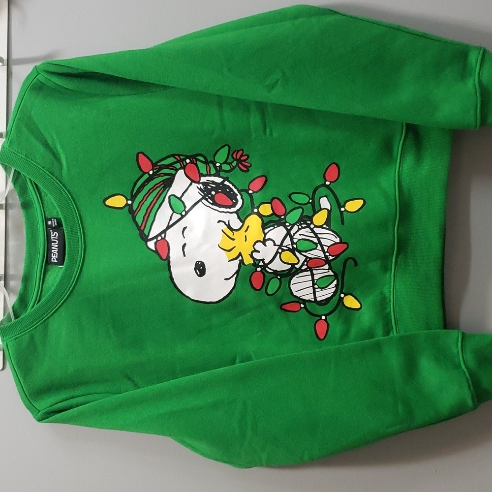 Peanuts NWOT Snoopy and Woodstock Wrapped in Lights Holiday Sweatshirt
